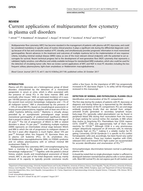 Current Applications Of Multiparameter Flow Cytometry In Plasma Cell Disorders
