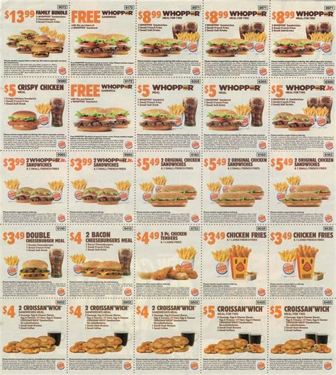 Current Burger King Coupons Printable