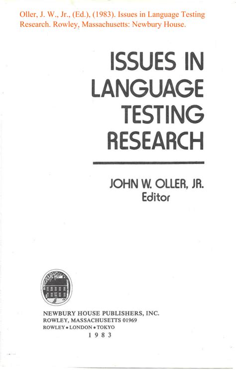 Current Issues In Language Testing