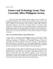 current issues in science technology and society in the philippines