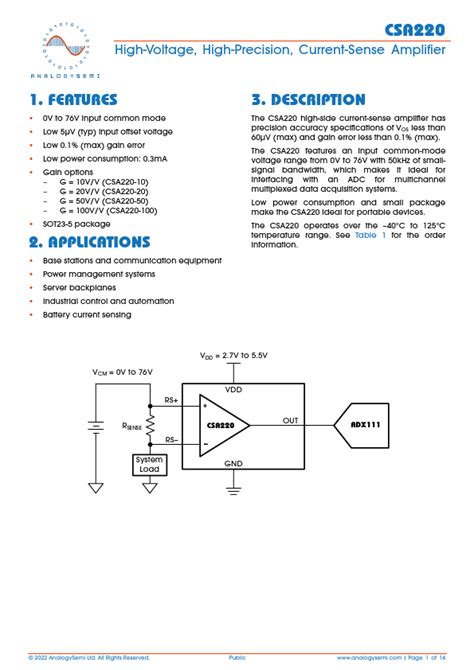 Current Sense Amplifier Pdf