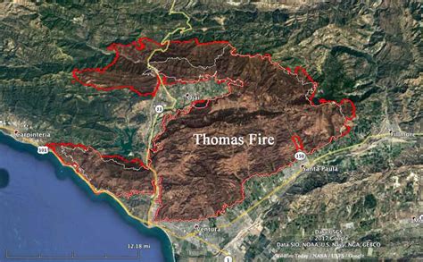 Thomas Fire almost surrounds Ojai, California Wildfire Today