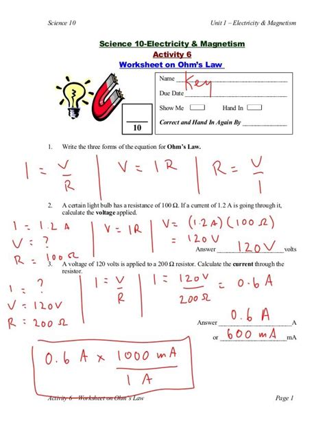 current voltage and resistance worksheet answers unit 9.3