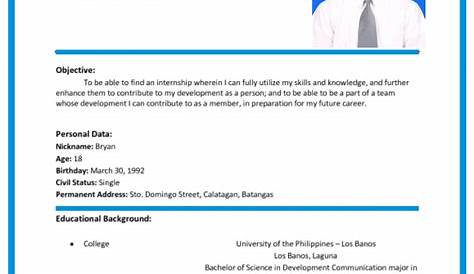 Resume Sample Philippines 2020