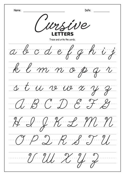 cursive alphabet for 3rd graders printable template