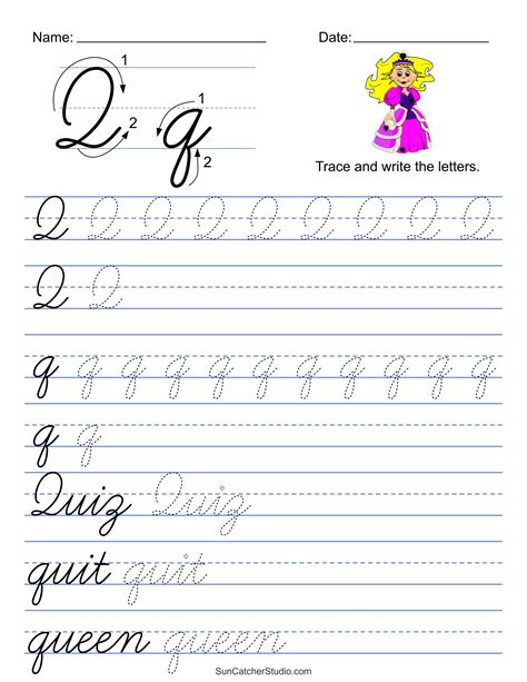 Cursive Example Printable With Normal Q