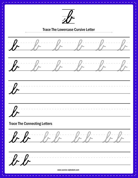 cursive lower case b printable template