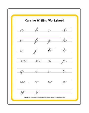cursive writing a to z words