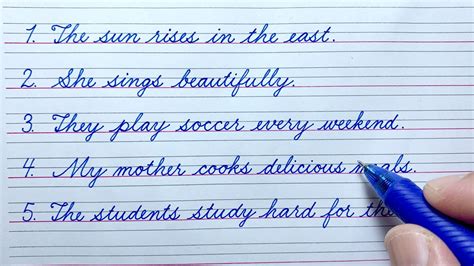 Cursive Writing Example Sentences
