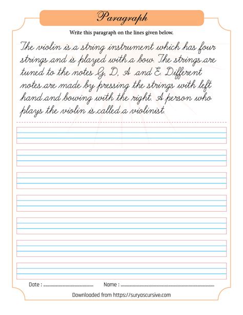 Cursive Writing Paragraph Examples Pdf