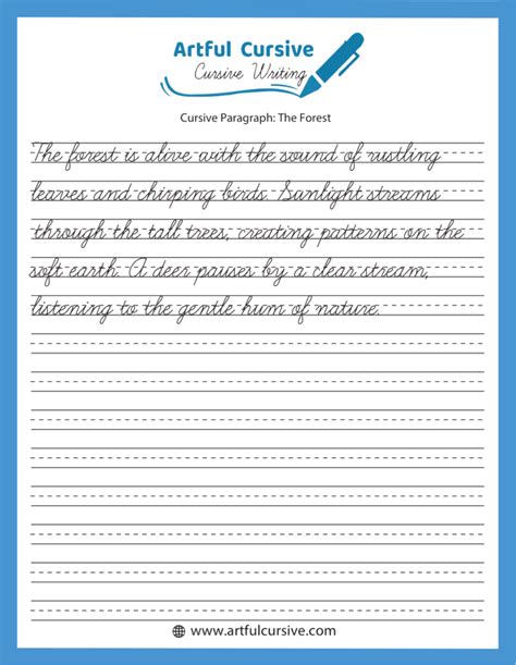 cursive writing paragraph practice printable template