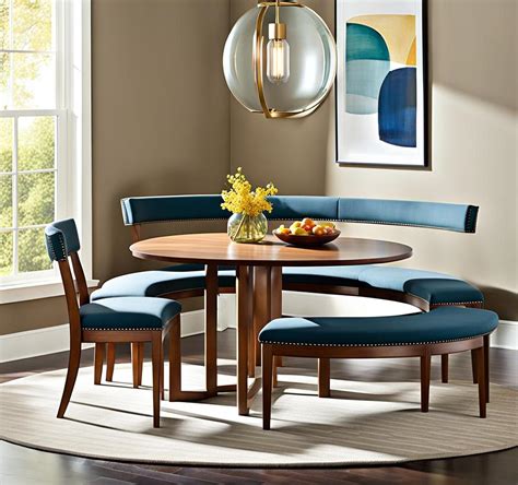 Mitchell Gold + Bob Williams' Finley curved bench for round dining tables. Shown in their