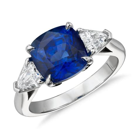 cushion cut sapphire and diamond ring