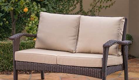 Outdoor Wicker Loveseat with Cushions, Brown,Tan - Walmart.com
