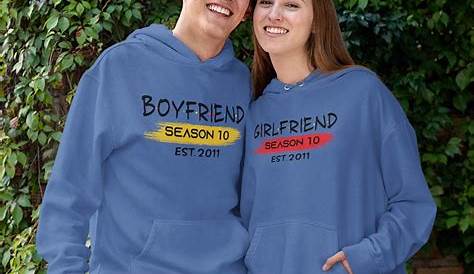 Embroidered Anniversary Date Hoodies Couple Sweatshirts Tshirts Gift