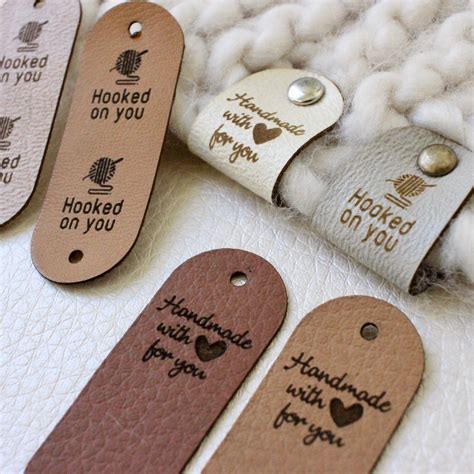 Leather labels for knitted items knitting labels with