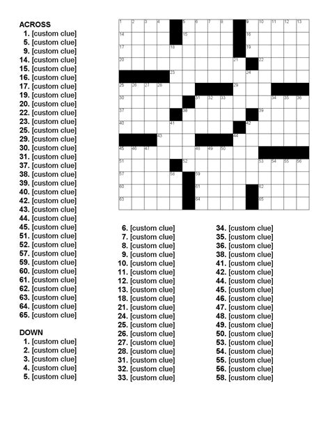 Example of a customizable crossword puzzle template