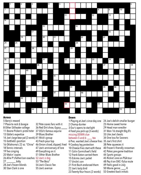 Example of a customized crossword puzzle with a specific theme or topic