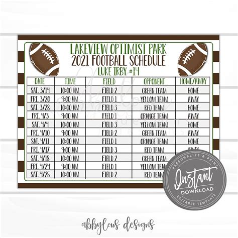 custom football schedule maker