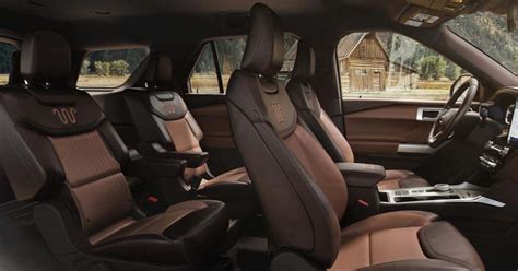 The luxurious and customized interior of a Ford Explorer ST, featuring bespoke upholstery and advanced tech.