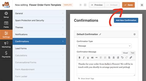 custom form template save progress