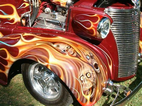 custom hot rod with flames
