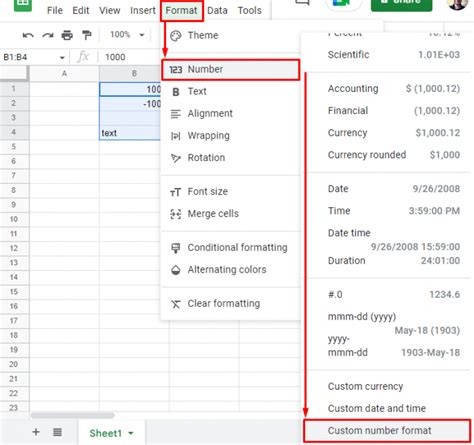 custom number format google sheets android
