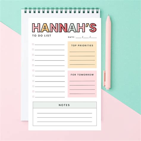 Custom To Do List Notepad