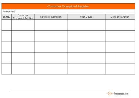 Customer Complaint Register Format