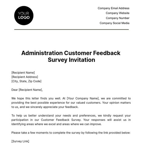 Customer Feedback Survey Invitation Template