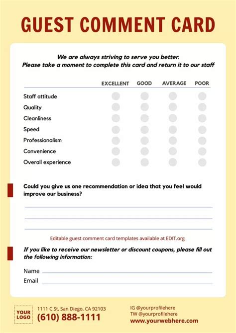 Customer Satisfaction Card