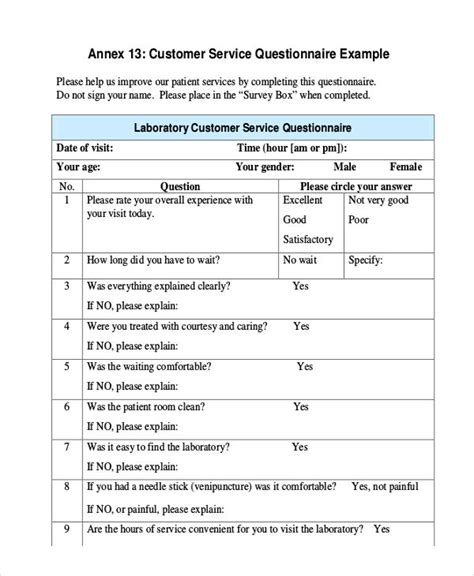 customer service feedback example questions