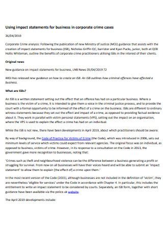 customer service impact statement examples