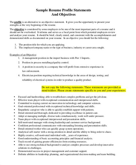 customer service objective statement examples