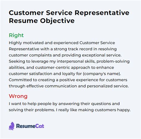 customer service representative objective examples