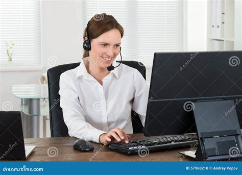 customer service representative working on computer