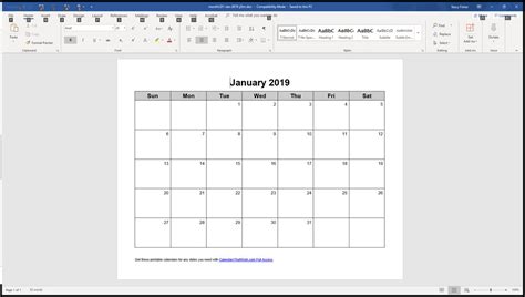 Customizable Calendar Template Microsoft Word
