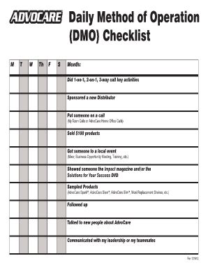customizable daily mode of operation form template