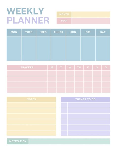 customizable weekly planner