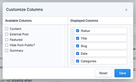 Customize Default Columns