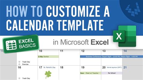 Customize Excel Calendar