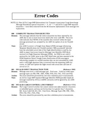 customs error code