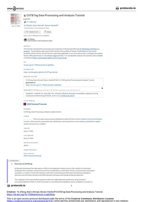 Cut&Tag Data Processing And Analysis Tutorial