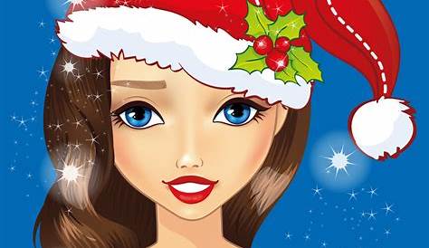 Avatar girl with christmas hat Royalty Free Vector Image