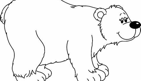 Cute Cartoon Bear. Vector Black and White Vector Illustration for