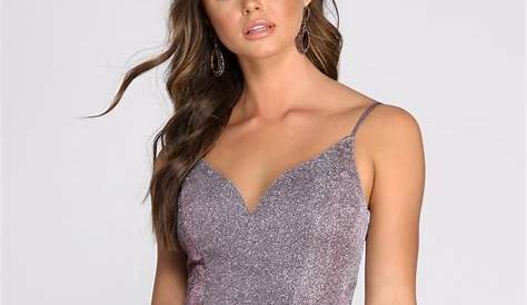 Cute Homecoming Dresses Windsor Paulina Formal High Slit Sequin Dress