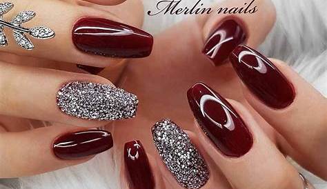 21 Cute And Charming Winter Maroon Nails Go For It.