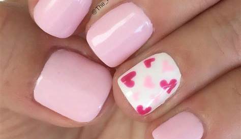 Cute Pink Nails With Hearts Matte And Black Valentines
