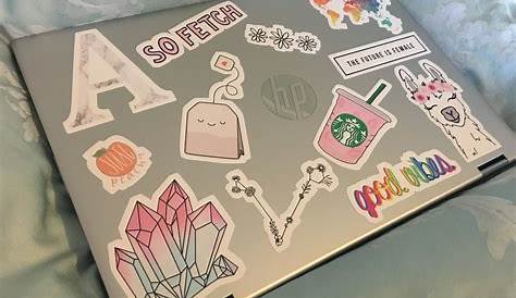 Laptop with cute/girly sticker decoration Laptop