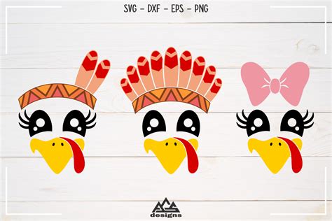 Turkey Face Svg Bundle Cute Turkey Svg Thanksgiving Turkey Etsy